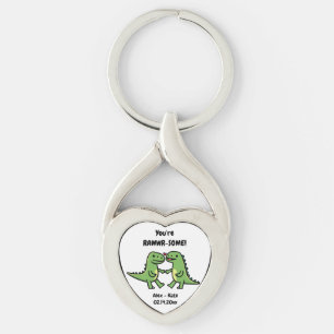 Dinosaur Valentiness Twisted Heart Silverfärgad Nyckelring