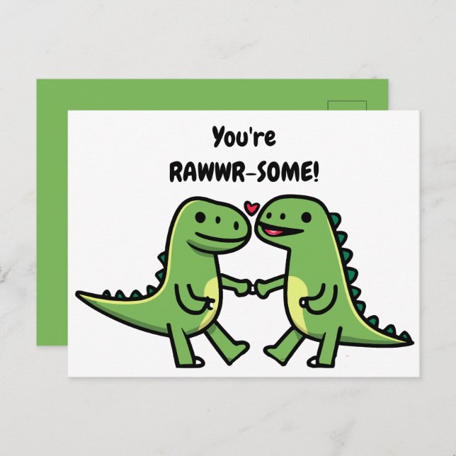Dinosaur valentiness vykort (Fram/baksida)