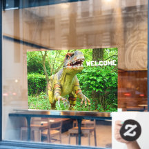 Dinosaur Välkomnande Besökare Glad Uttryck