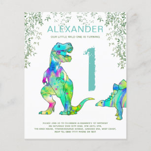 Dinosaur-vattenfärg 1:a födelsedag Party