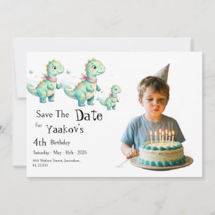 Dinosaur Vattenfärg Save The Date Födelsedag Tack Kort