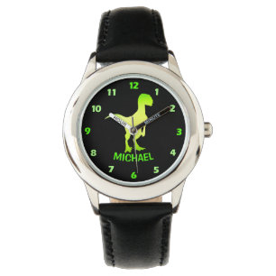 Dinosaur Velociraptor Grönt Silhouette Watch Armbandsur