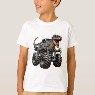Dinosaur Velociraptor Monster Truck T Shirt