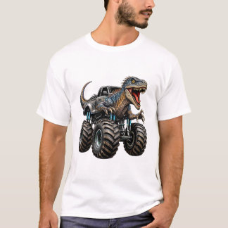 Dinosaur Velociraptor Monster Truck T Shirt