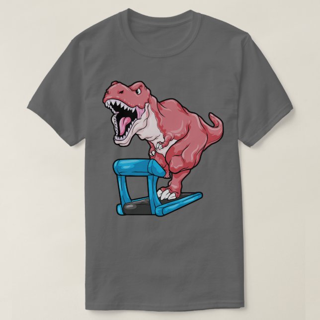 Dinosaur vid Jogon på Treadmill T Shirt (Design framsida)