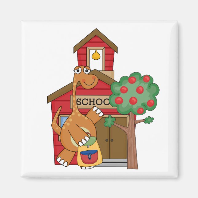 Dinosaur vid skolans t-shirts och gåvor magnet (Framsidan)