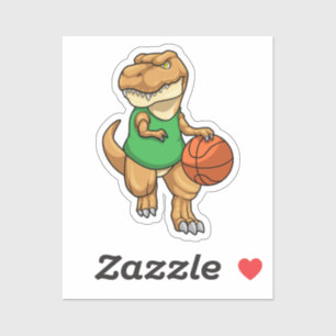 Dinosaur vid sport med basket klistermärken