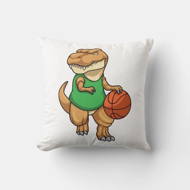 Dinosaur vid sport med basket kudde (Framsida)