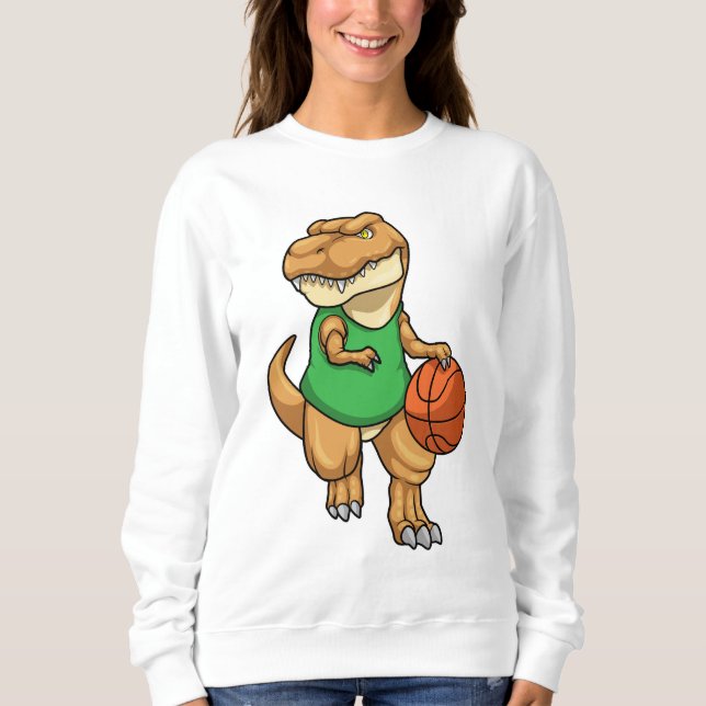 Dinosaur vid sport med basket t shirt (Framsida)
