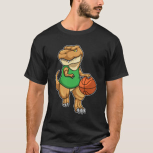 Dinosaur vid sport med basket t shirt