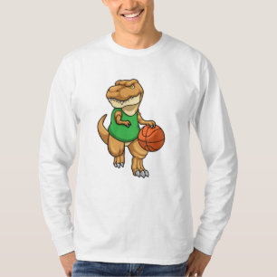 Dinosaur vid sport med basket t shirt