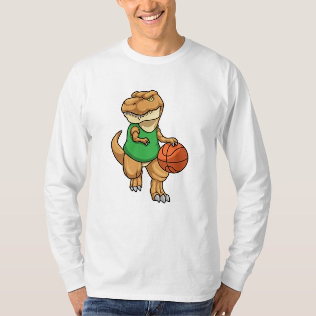 Dinosaur vid sport med basket t shirt (Framsida)