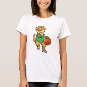 Dinosaur vid sport med basket t shirt