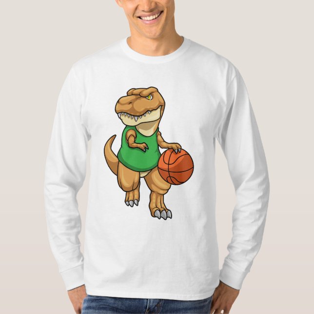 Dinosaur vid sport med basket t shirt (Framsida)