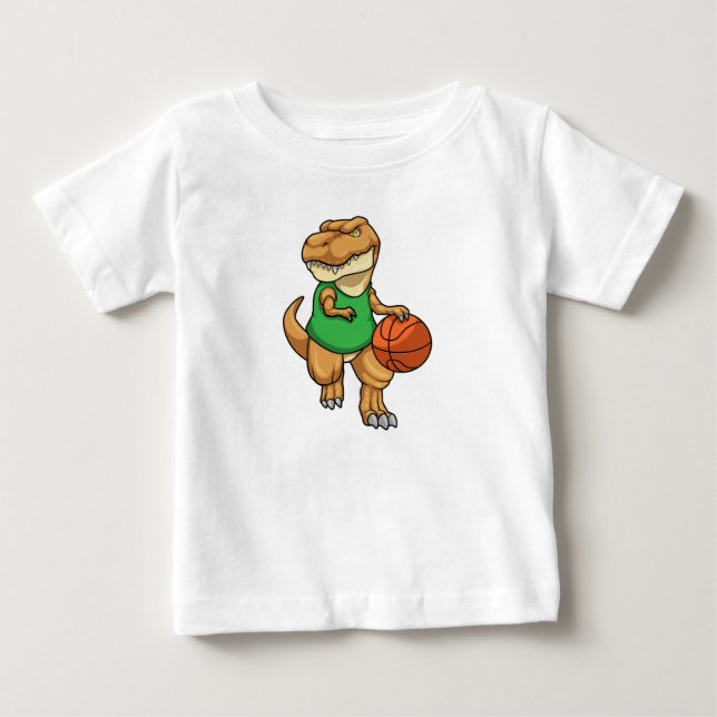 Dinosaur vid sport med basket t shirt (Framsida)