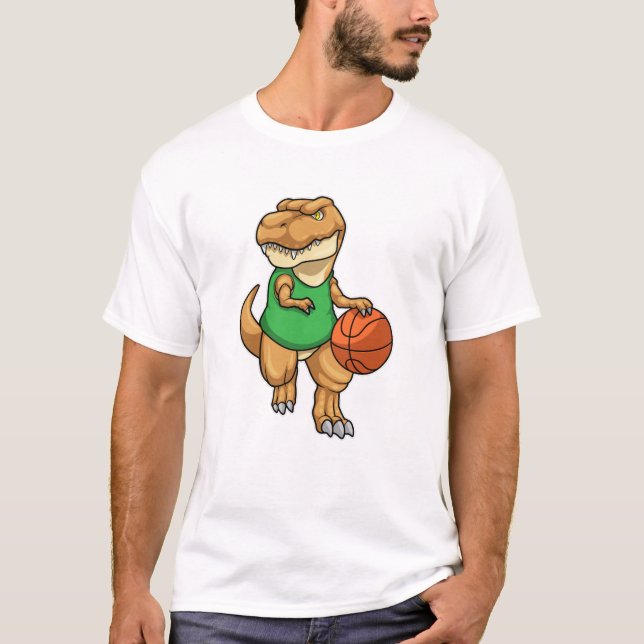 Dinosaur vid sport med basket t shirt (Framsida)