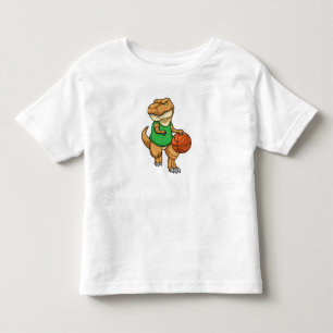 Dinosaur vid sport med basket t shirt