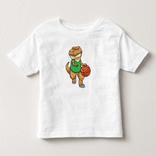 Dinosaur vid sport med basket t shirt (Framsida)