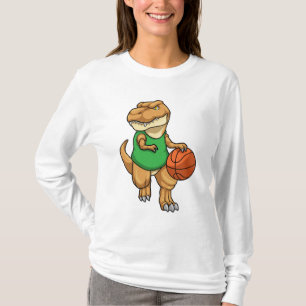 Dinosaur vid sport med basket t shirt