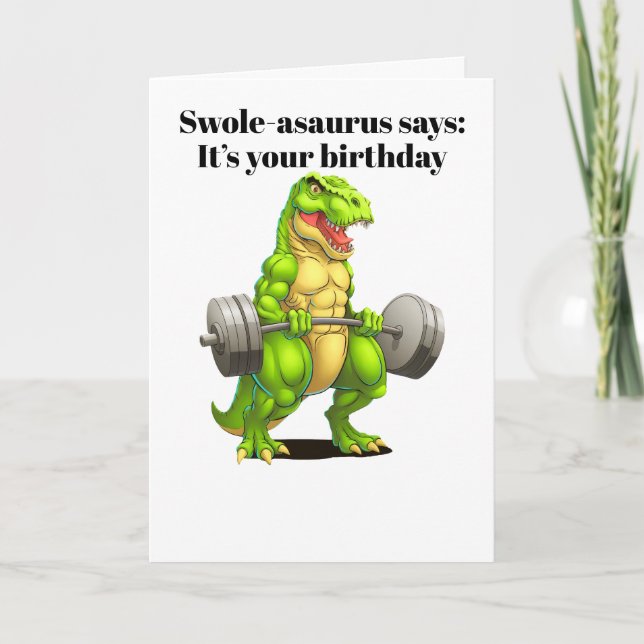 dinosaur vikbar gratulationskort kort (Framsida)