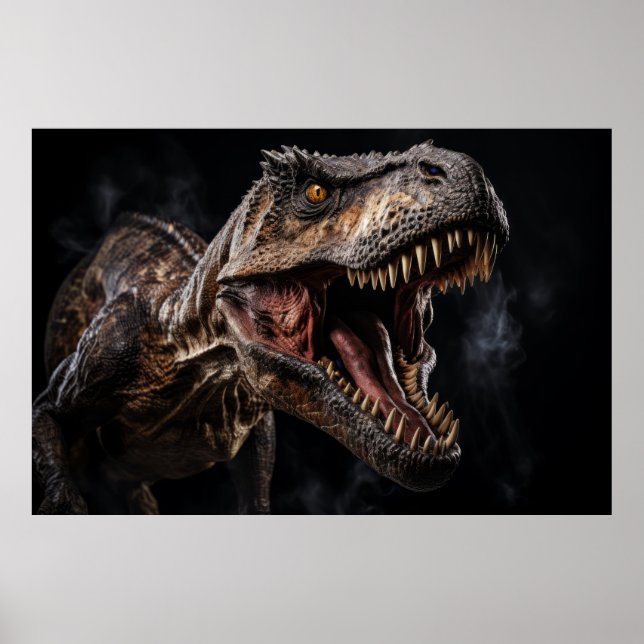 Dinosaur Vild Beast Porträtt Fierce Power Poster (Framsidan)