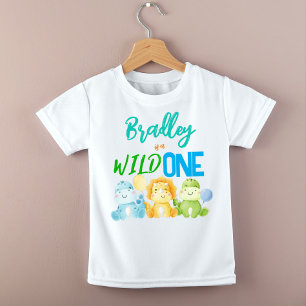 Dinosaur vild en första födelsedag färglös söt par t shirt