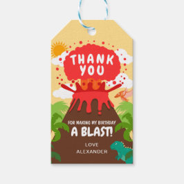 Dinosaur Volcano Barns födelsedag Presentetikett
