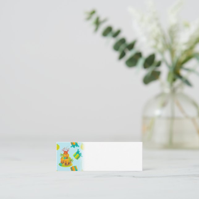 Dinosaur Volcano Birthday Cake Dino Eggs Balloons Mini Visitkort (Stående Fram)