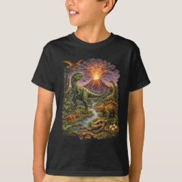 Dinosaur Vulkanutbrott Barn T-Shirt