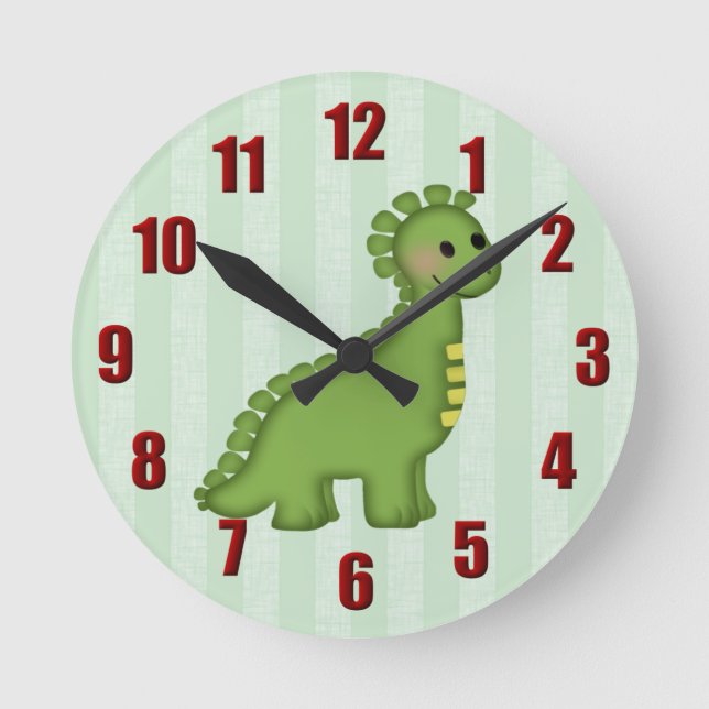 Dinosaur Wall Clock Rund Klocka (Framsida)