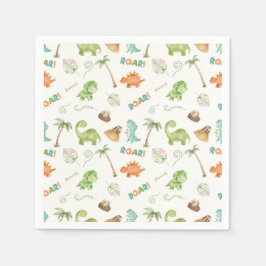 Dinosaur Watercolor Birthday Pappersservett