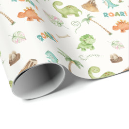 Dinosaur Watercolor Birthday Presentpapper