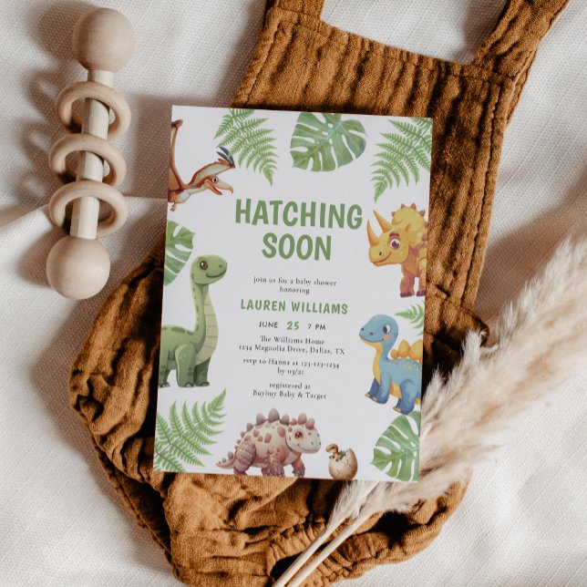 Dinosaur Watercolor Hatching Soon Baby Shower Inbjudningar (Skapare uppladdad)