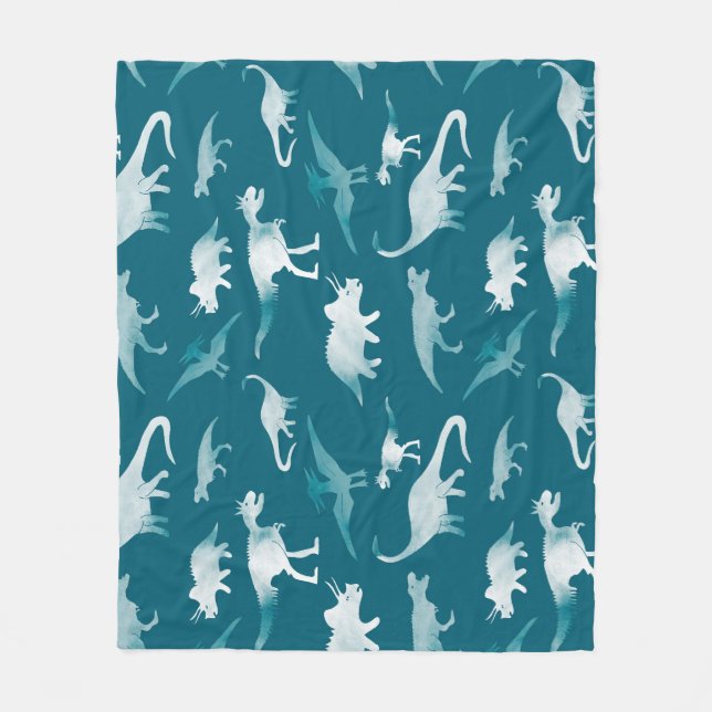 Dinosaur Watercolor: Textile Mönster Fleecefilt (Framsidan)