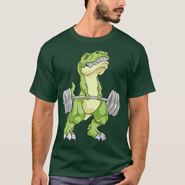 Dinosaur Weightlift T Rex Fitness Gym Workout T Shirt (Framsida)