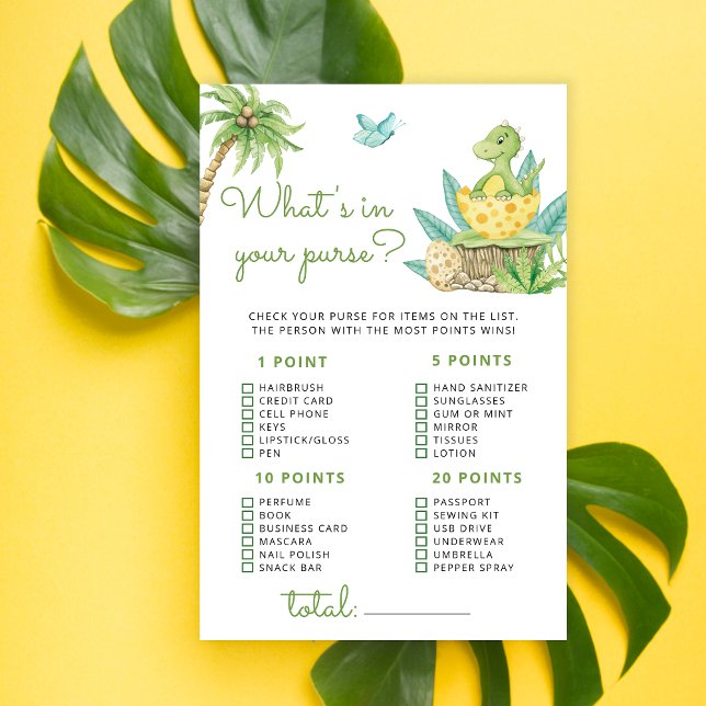 Dinosaur What's in your Purse Baby Shower Game (Skapare uppladdad)