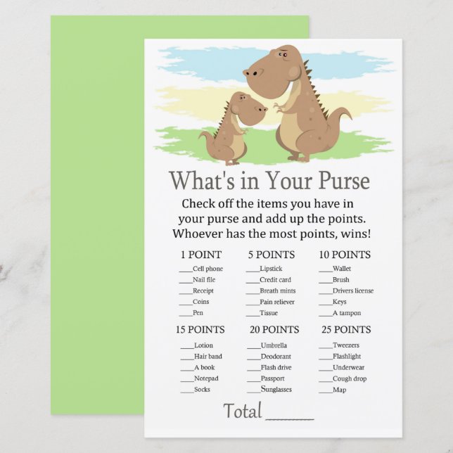 Dinosaur What's in your purse match babydusch (Fram/baksida)