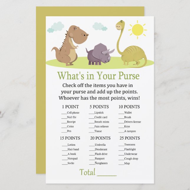 Dinosaur What's in your purse match babydusch (Fram/baksida)