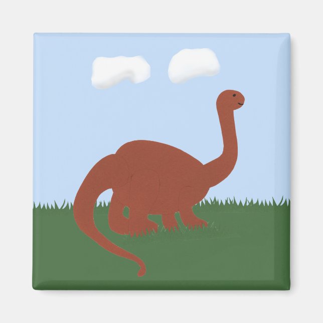 Dinosaur Whimsical Tecknad Art Magnet (Framsidan)