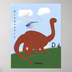 Dinosaur Whimsical Tecknad Art Poster