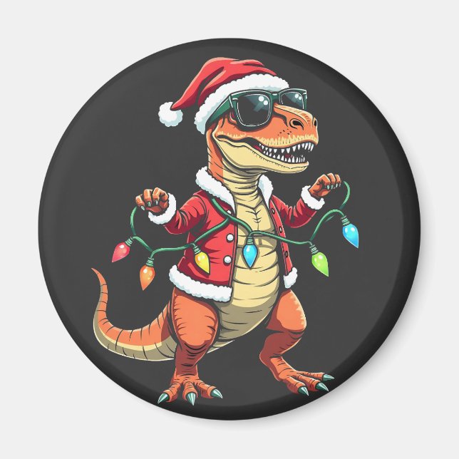 Dinosaur Wrapped med jultomten Ljus Magnet (Framsidan)