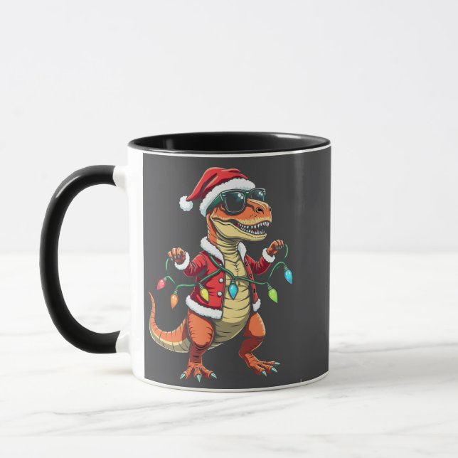 Dinosaur Wrapped med jultomten Ljus Mugg (Vänster)
