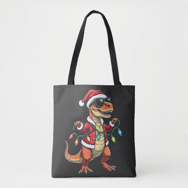 Dinosaur Wrapped med jultomten Ljus Tygkasse (Framsida)