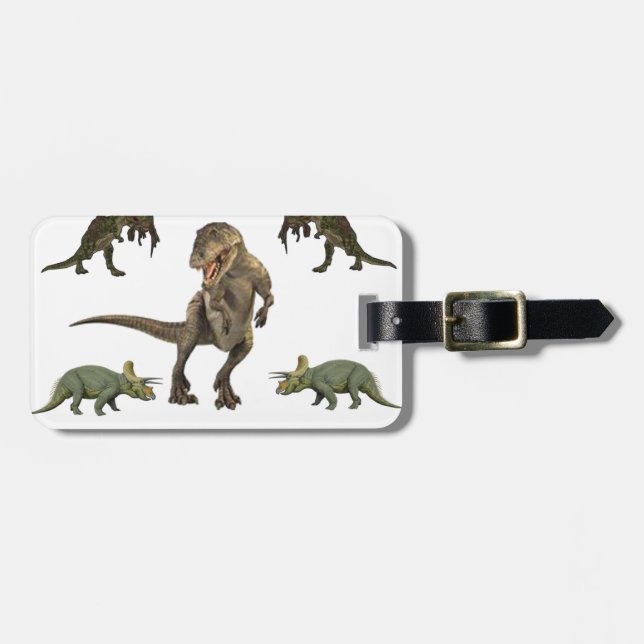 Dinosaur Wrapping Papper Bagagebricka (Horisontell Framsida)