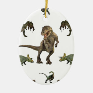 Dinosaur Wrapping Papper Julgransprydnad Keramik