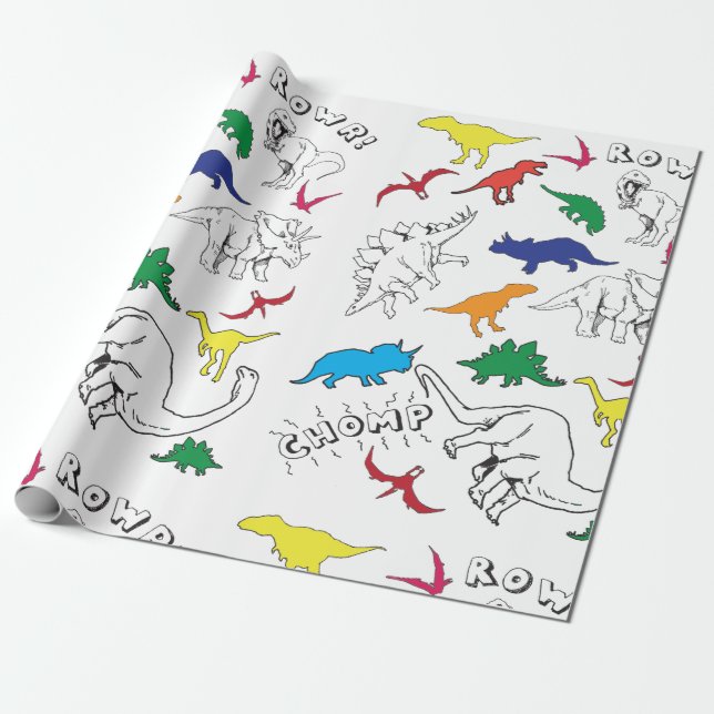 Dinosaur Wrapping Papper Presentpapper (Utrullad)