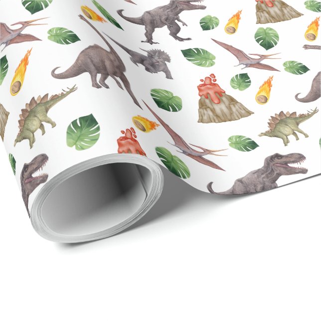 Dinosaur Wrapping Papper Presentpapper (Rullad Hörn)
