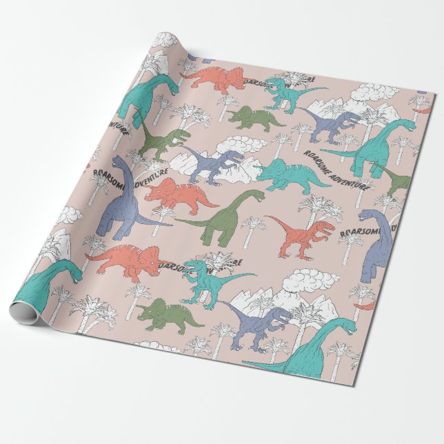 Dinosaur Wrapping papper Presentpapper (Utrullad)