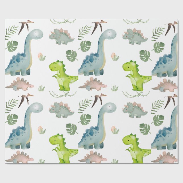 Dinosaur Wrapping Papper Presentpapper (Platt)