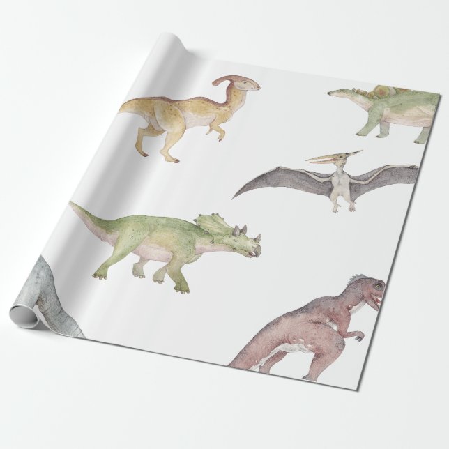 Dinosaur Wrapping Papper Presentpapper (Utrullad)